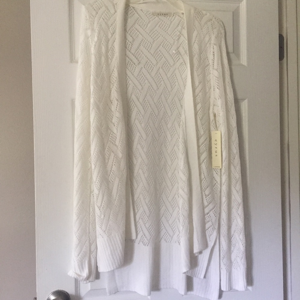 Cyrus white woven cardigan